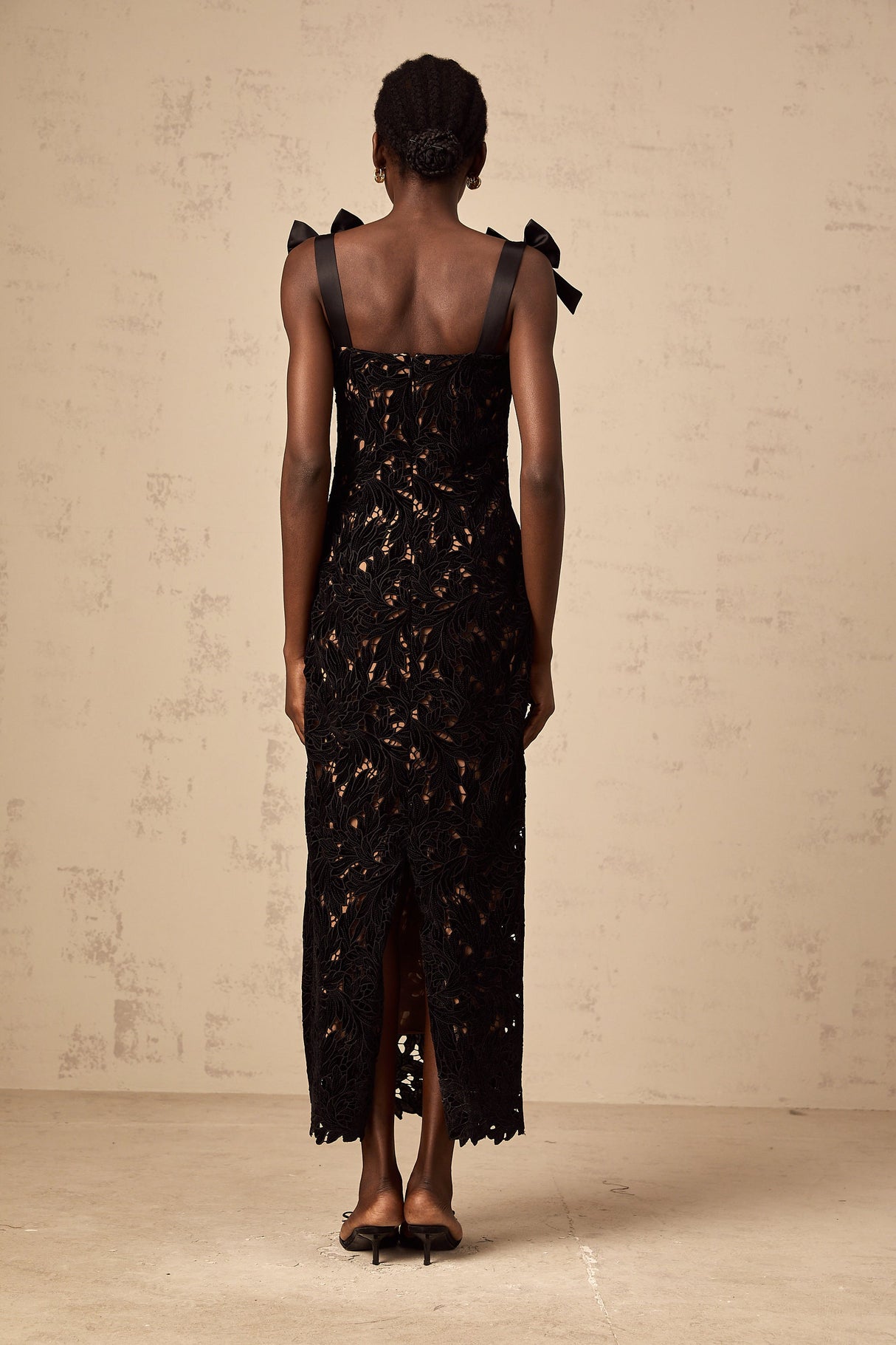 Aurohaya Eloise black floral embroidered maxi dress