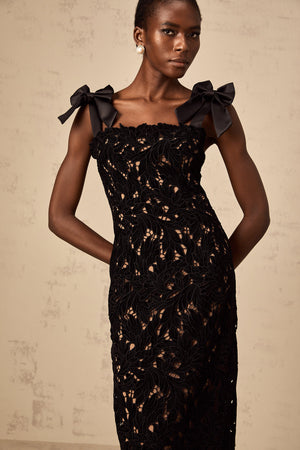 Aurohaya Eloise black floral embroidered maxi dress