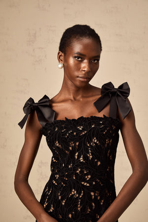Aurohaya Eloise black floral embroidered maxi dress