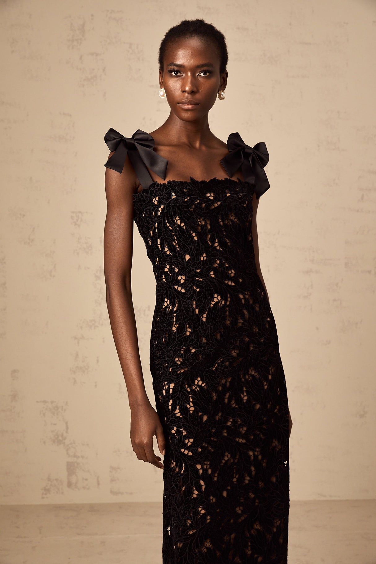 Aurohaya Eloise black floral embroidered maxi dress