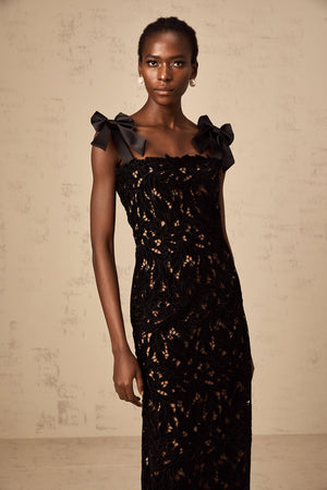 Aurohaya Eloise black floral embroidered maxi dress
