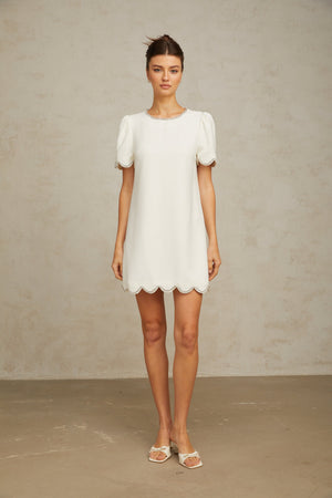 Aurohaya Bérénice white crystal-embellished mini dress