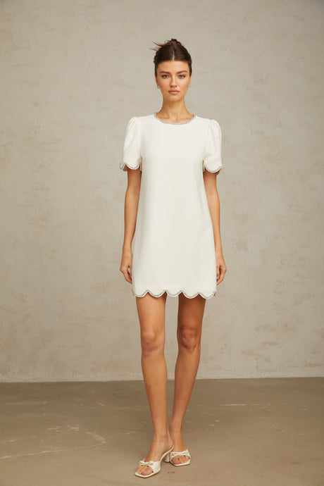 Aurohaya Bérénice white crystal-embellished mini dress