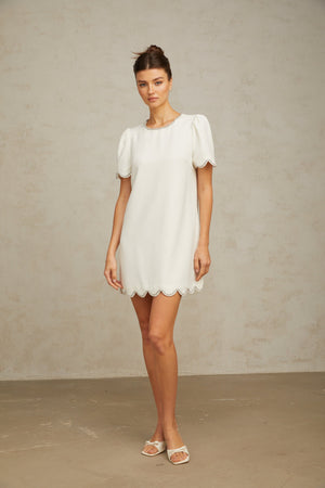 Aurohaya Bérénice white crystal-embellished mini dress