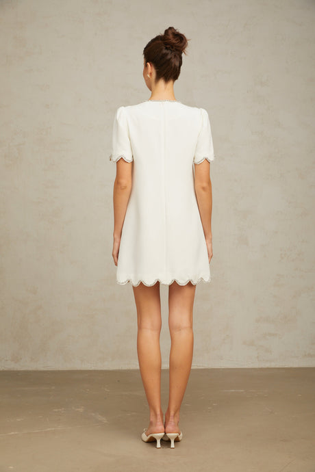 Aurohaya Bérénice white crystal-embellished mini dress