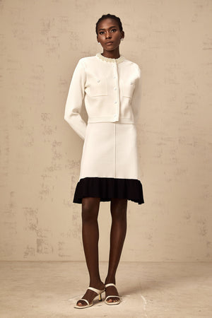 Aurohaya Coralie white faux-pearl knitted cardigan