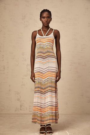 Aurohaya Chloé multicolor striped knit maxi dress