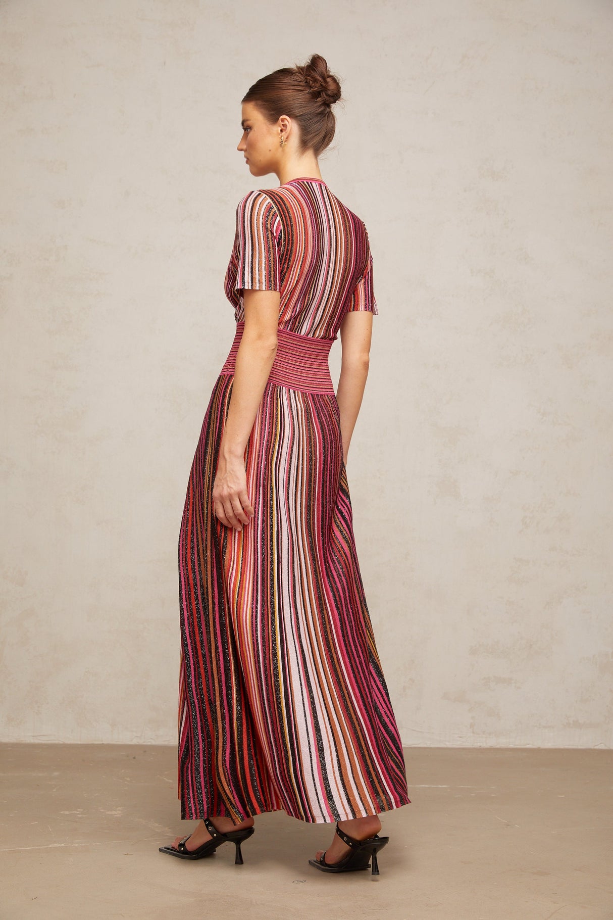 Aurohaya Quirine multicolor metallic knit maxi dress