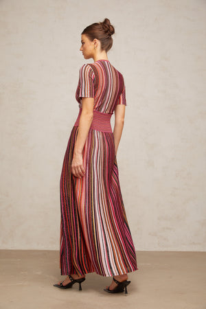 Aurohaya Quirine multicolor metallic knit maxi dress