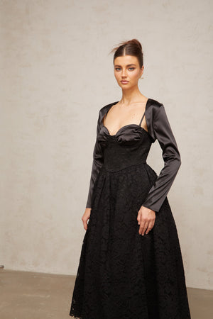 Aurohaya Sidonie black floral-lace top & dress matching set