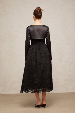 Aurohaya Sidonie black floral-lace top & dress matching set