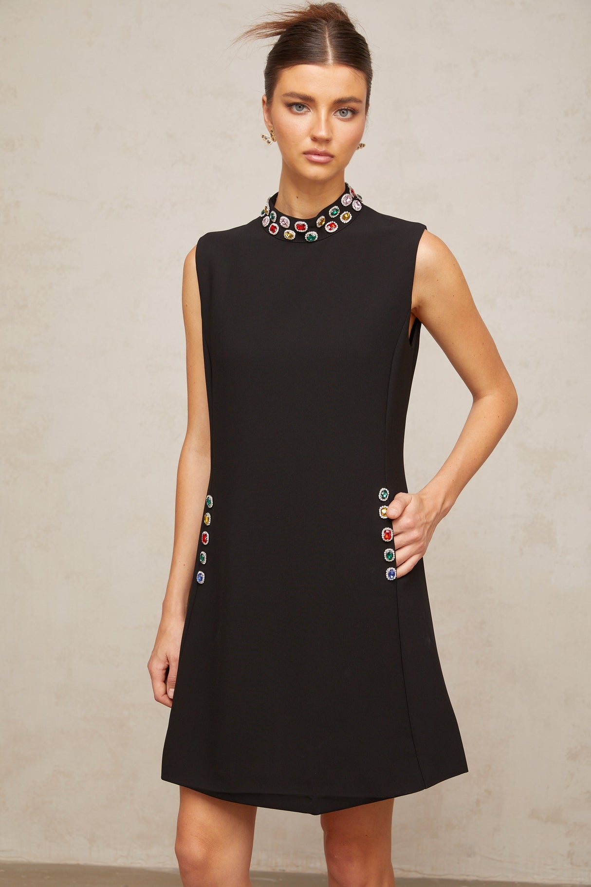 Aurohaya Xanthe crystal-embellished sleeveless mini dress