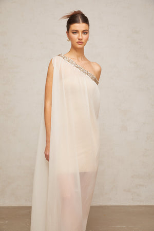 Aurohaya Austen crystal-embellished semi-sheer midi dress