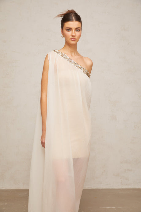 Aurohaya Austen crystal-embellished semi-sheer midi dress