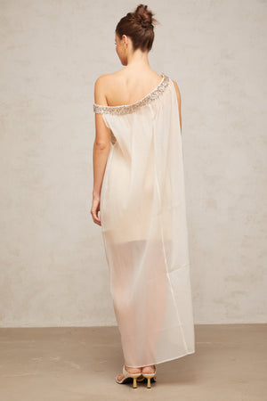 Aurohaya Austen crystal-embellished semi-sheer midi dress