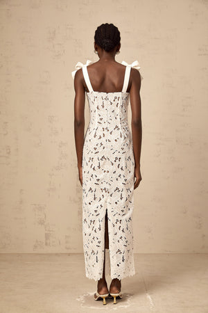Aurohaya Eloise floral embroidered maxi dress in White