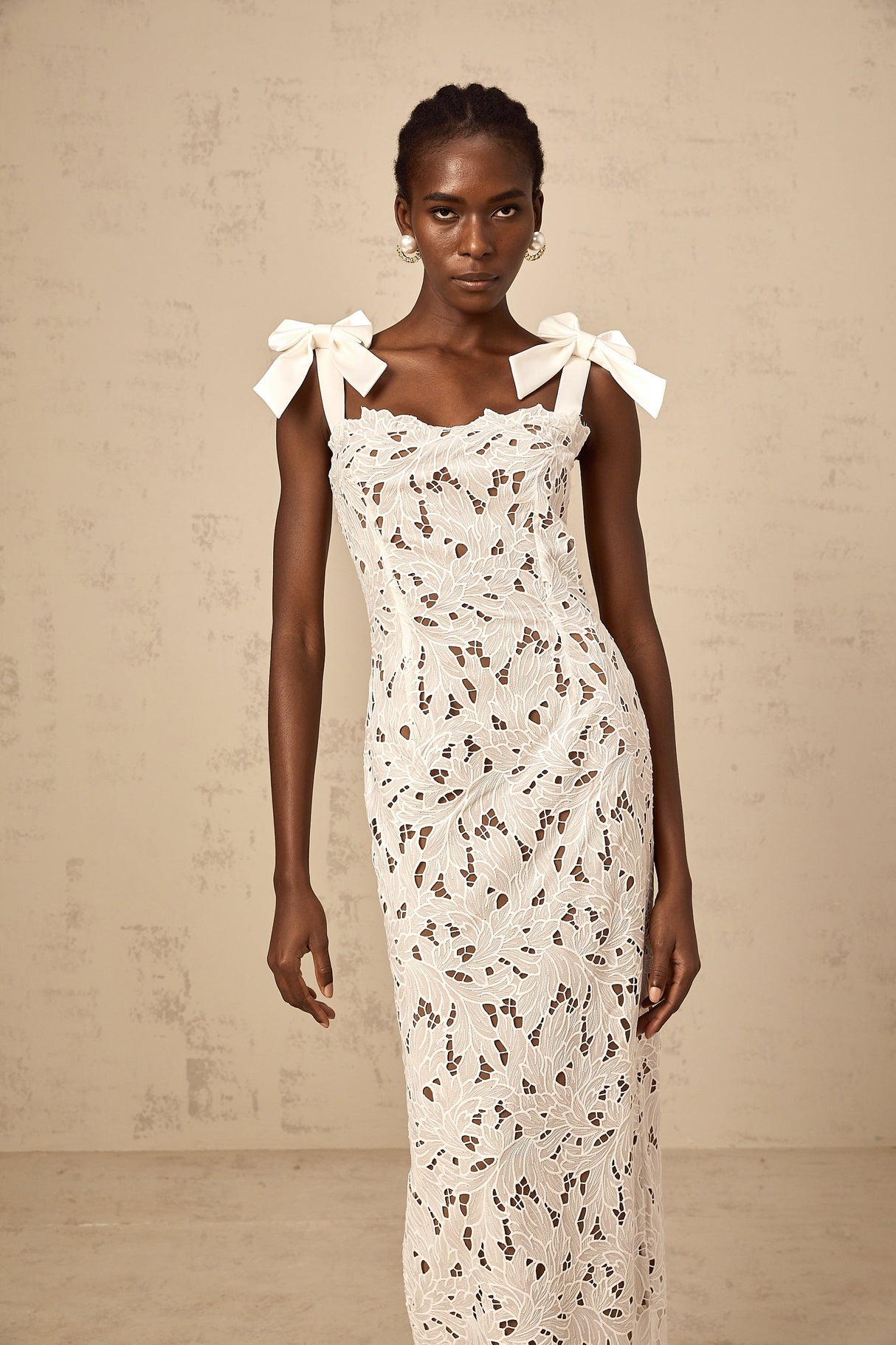Aurohaya Eloise floral embroidered maxi dress in White
