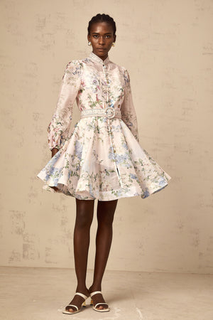 Aurohaya Fabienne light-pink floral-print mini dress