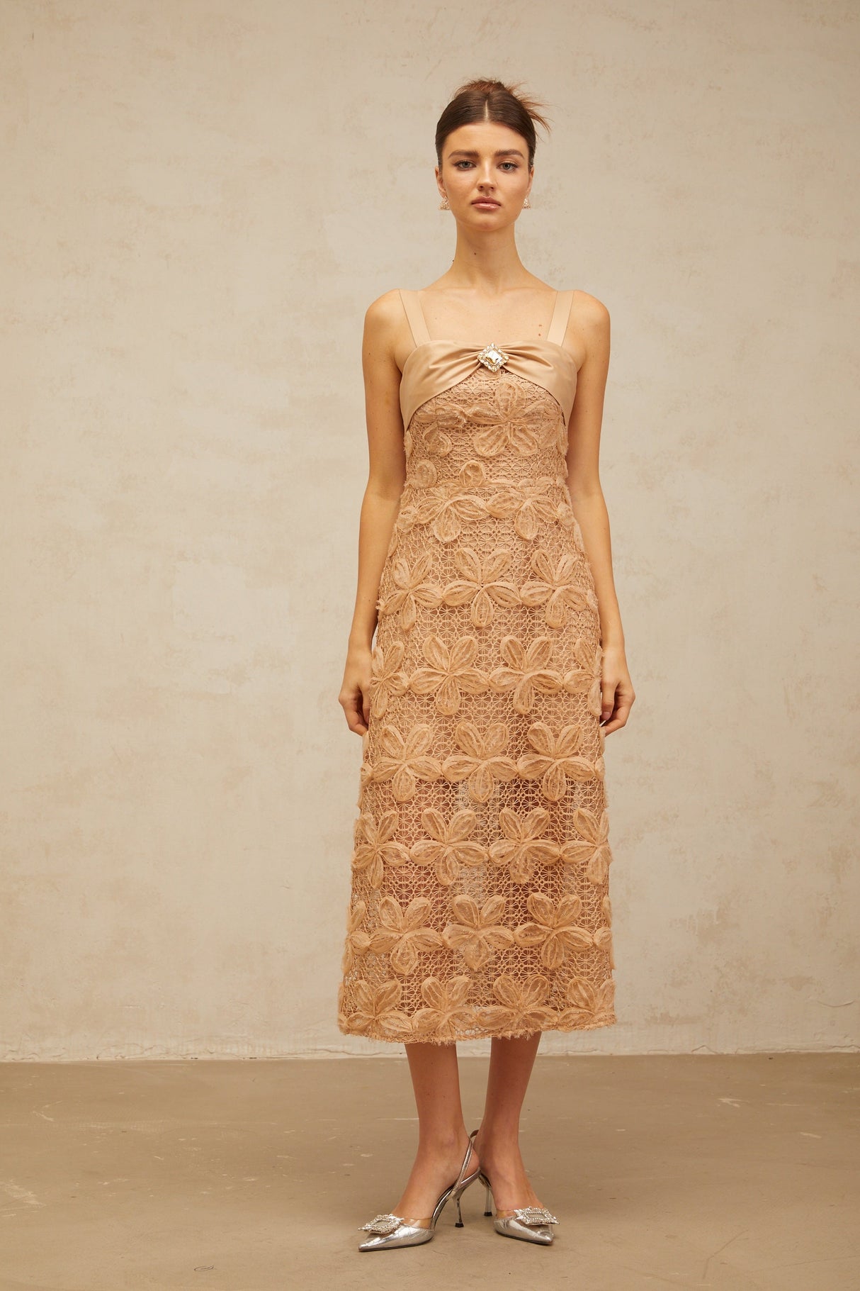 Aurohaya Salomé embellished corded-lace midi dress