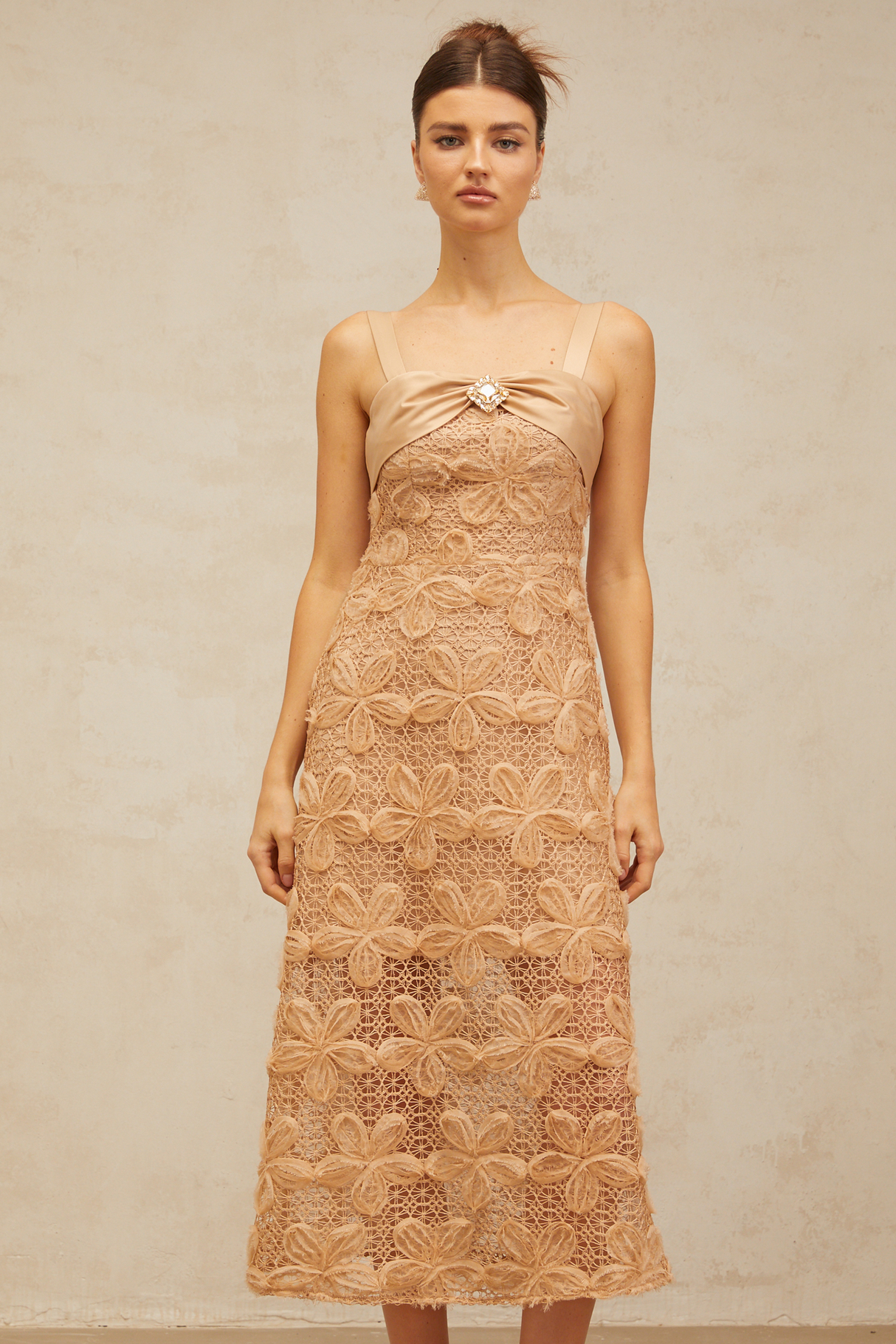 Aurohaya Salomé embellished corded-lace midi dress