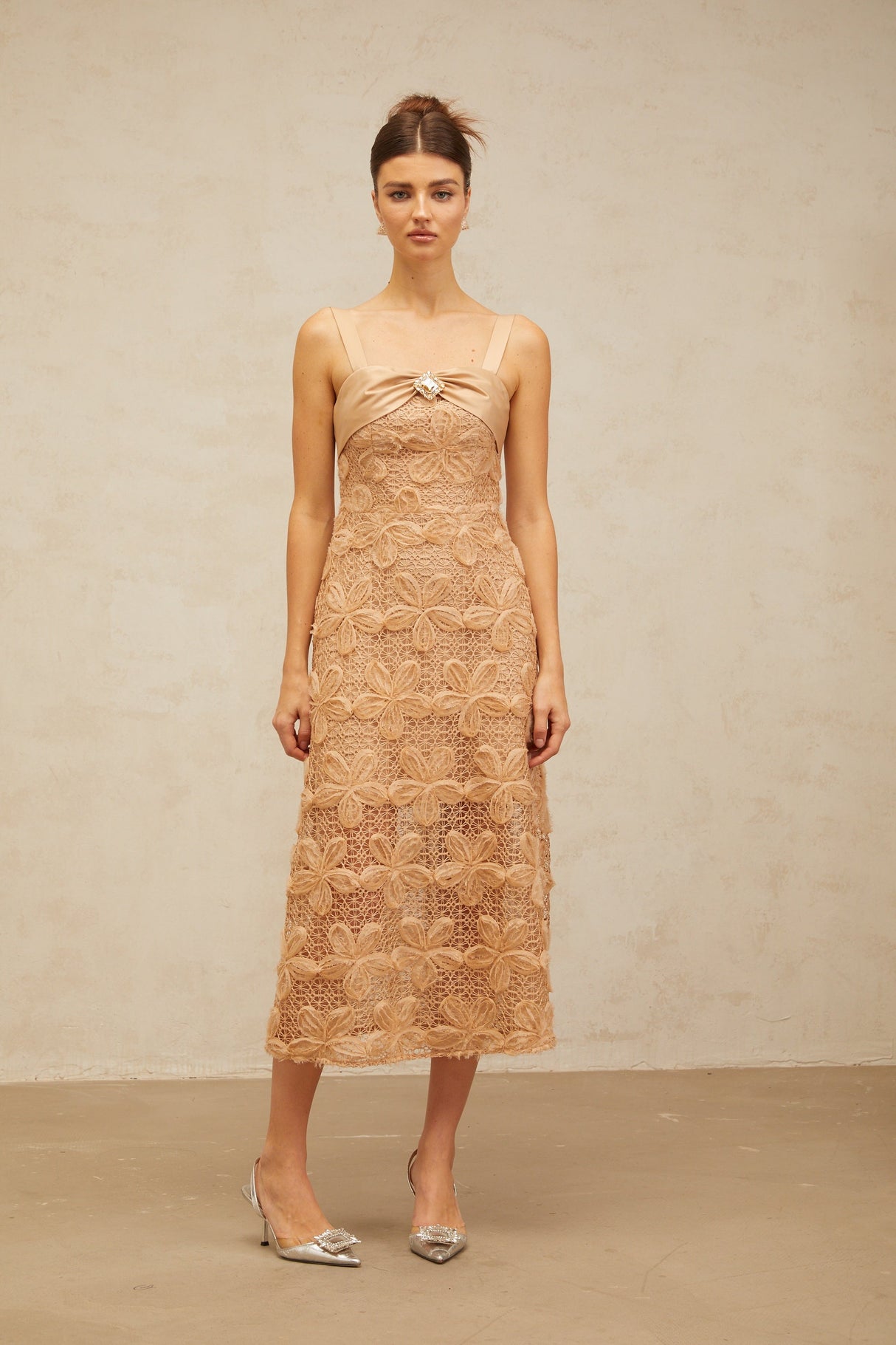 Aurohaya Salomé embellished corded-lace midi dress