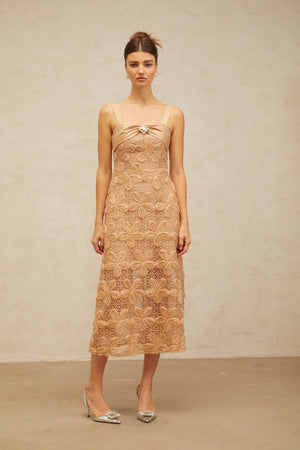 Aurohaya Salomé embellished corded-lace midi dress