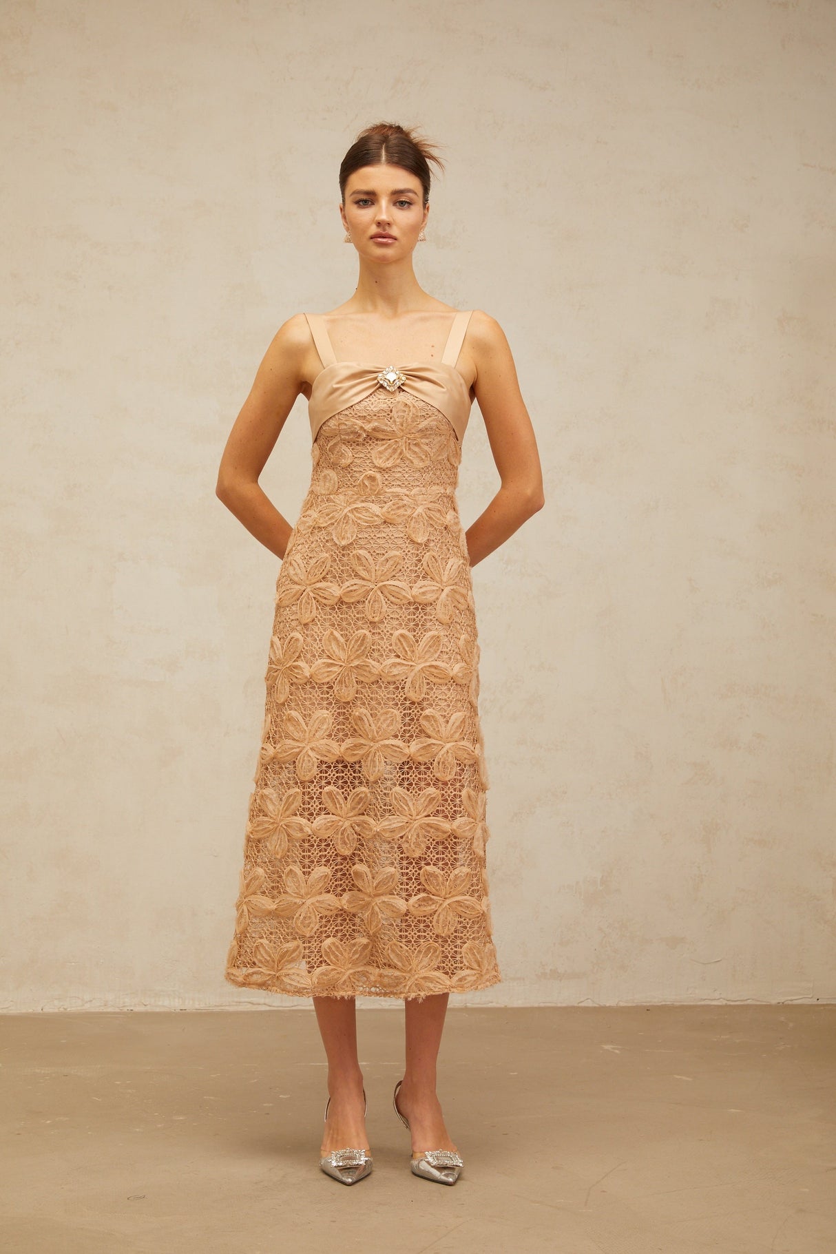 Aurohaya Salomé embellished corded-lace midi dress