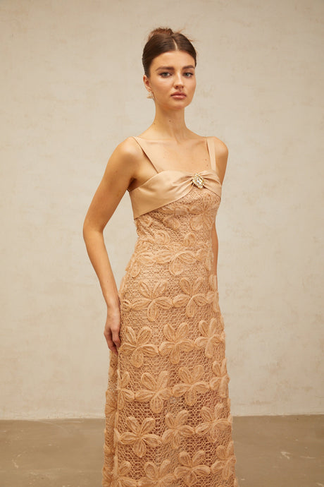 Aurohaya Salomé embellished corded-lace midi dress