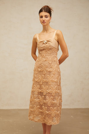 Aurohaya Salomé embellished corded-lace midi dress