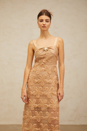 Aurohaya Salomé embellished corded-lace midi dress