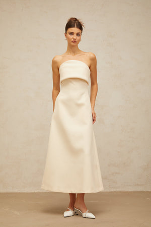 Aurohaya Raphaëlle white folded corset midi dress