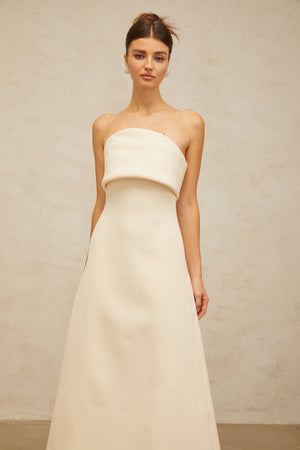 Aurohaya Raphaëlle white folded corset midi dress