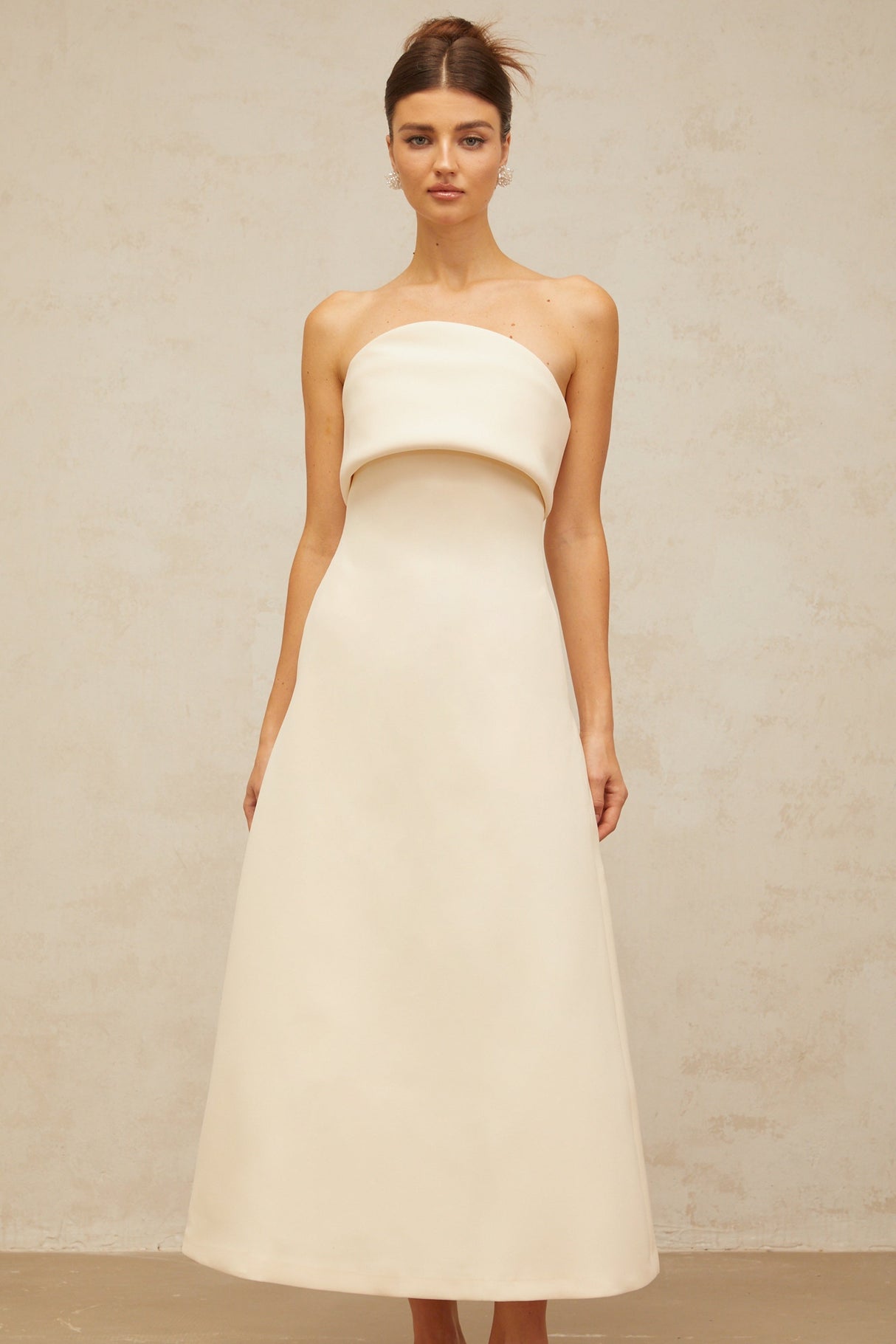 Aurohaya Raphaëlle white folded corset midi dress