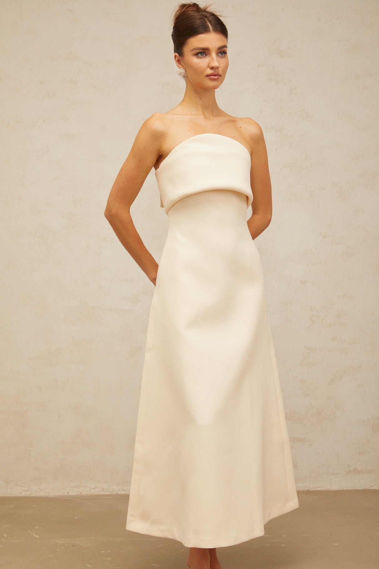 Aurohaya Raphaëlle white folded corset midi dress