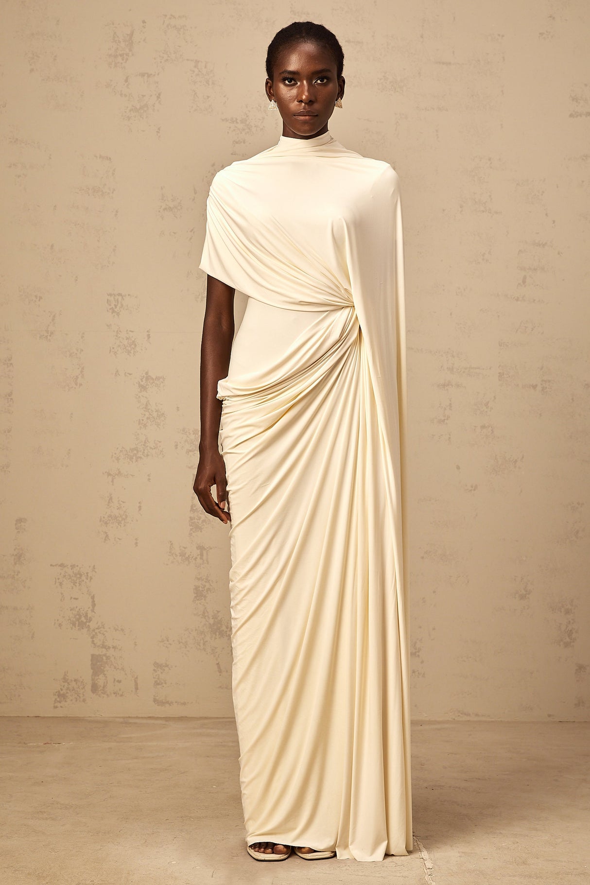 Aurohaya Fenella Asymmetrical Draped Cape & Dress Matching Set