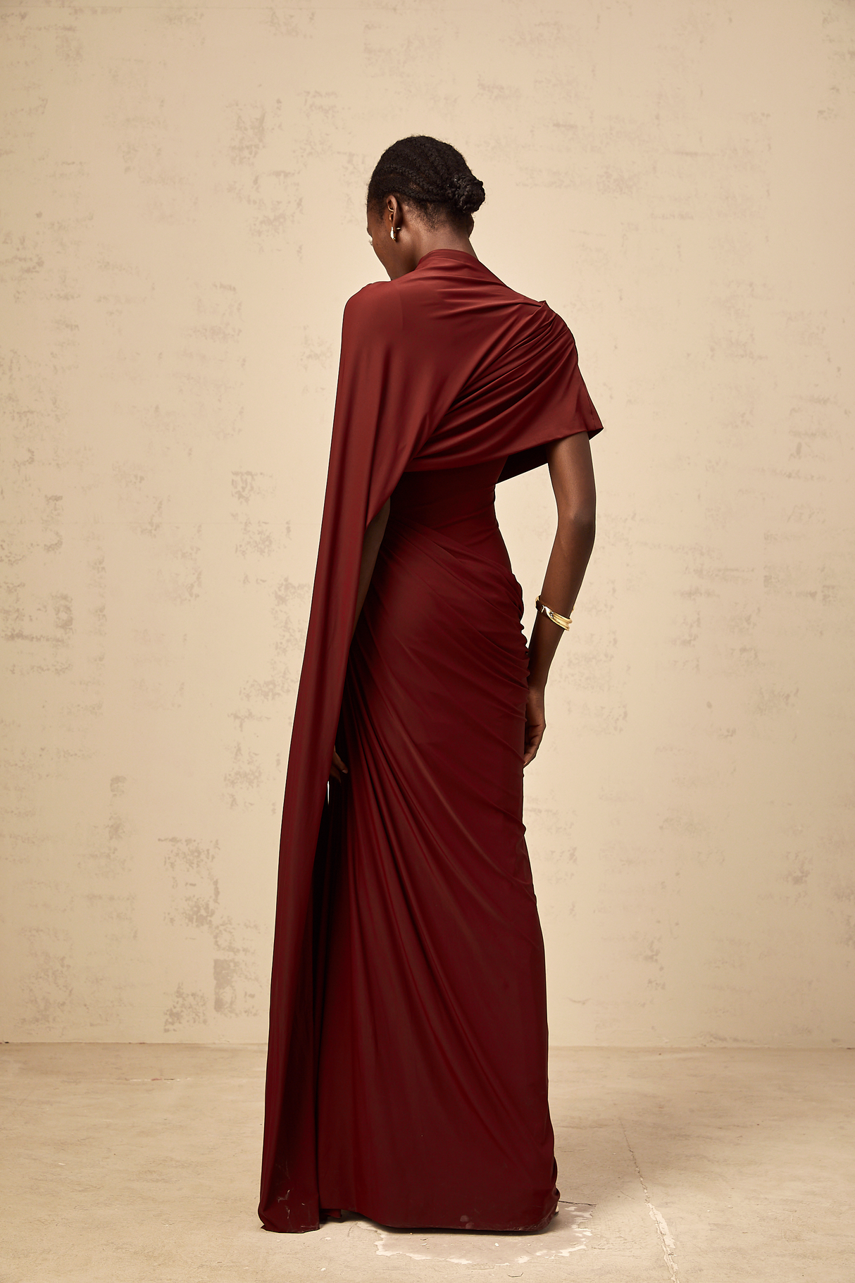 Aurohaya Fenella Asymmetrical Draped Cape & Dress Matching Set