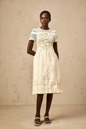 Aurohaya Diane floral embroidered openwork midi dress