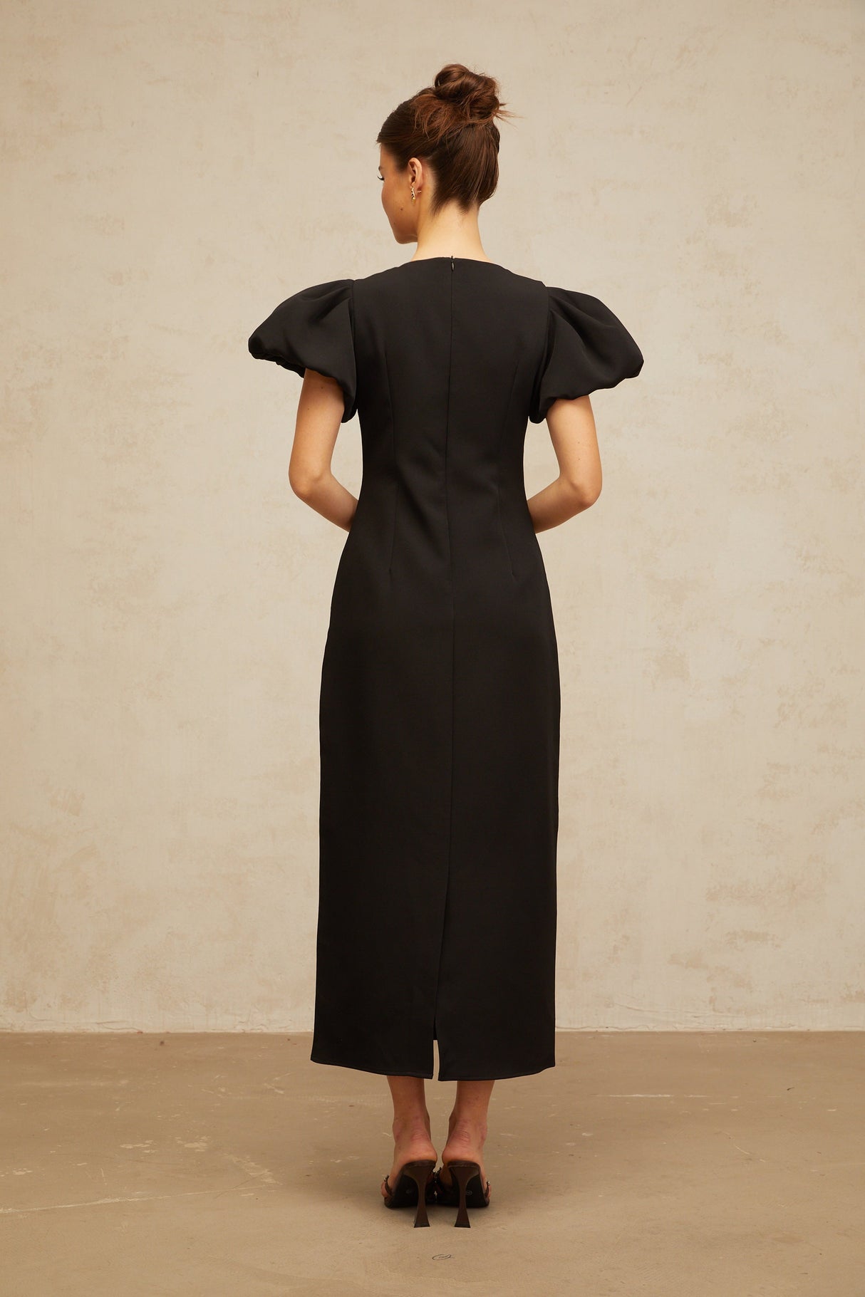 Aurohaya Irène sequined floral-embroidered midi dress in Black