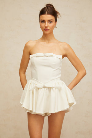 Aurohaya Ariel white bowknot corset mini dress