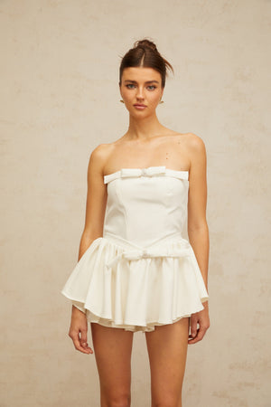 Aurohaya Ariel white bowknot corset mini dress