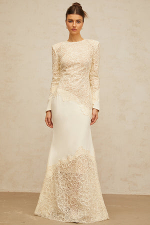 Aurohaya Mathilde White Embroidered Maxi Dress