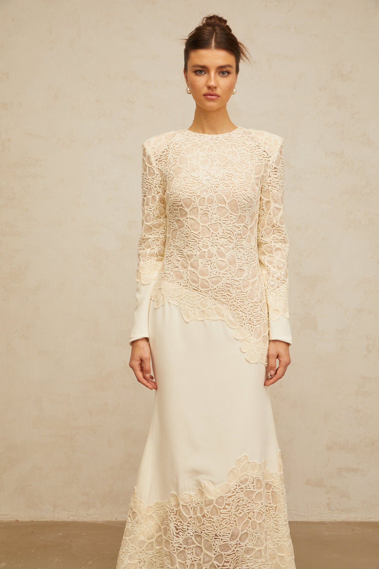 Aurohaya Mathilde White Embroidered Maxi Dress