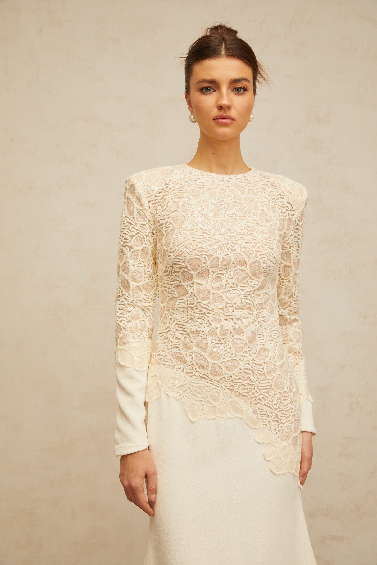 Aurohaya Mathilde White Embroidered Maxi Dress
