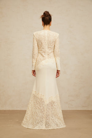 Aurohaya Mathilde White Embroidered Maxi Dress