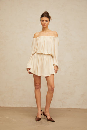 Aurohaya Emma neutrals structured-design mini dress