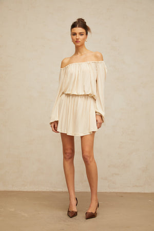 Aurohaya Emma neutrals structured-design mini dress