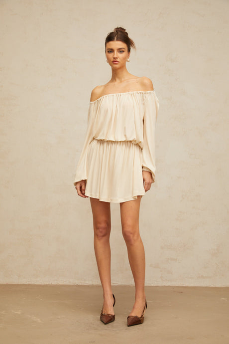 Aurohaya Emma neutrals structured-design mini dress