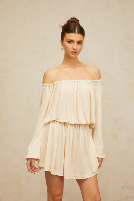 Aurohaya Emma neutrals structured-design mini dress