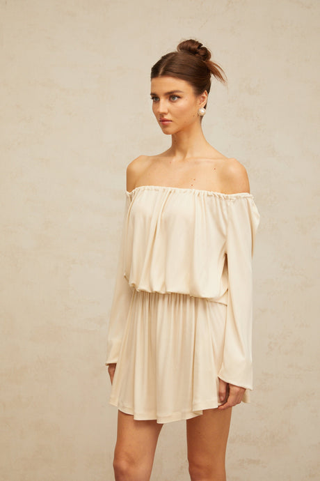 Aurohaya Emma neutrals structured-design mini dress