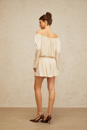 Aurohaya Emma neutrals structured-design mini dress